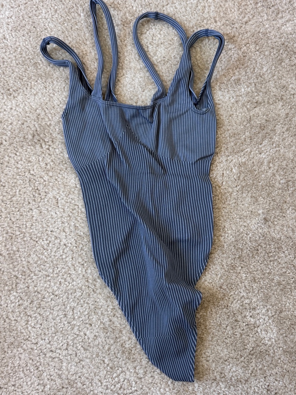 Navy & White Pinstripe One-Piece